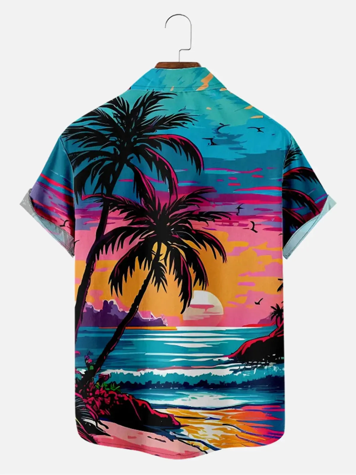 Men's Retro Parrot Palm Beach Vacation Vibes Short Sleeve Shirt ElevenOasis