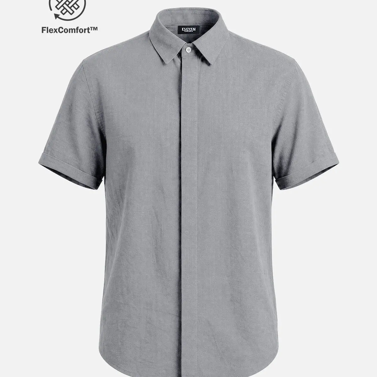 Men's Linen Cotton Blend Short Sleeve Shirt ElevenOasis