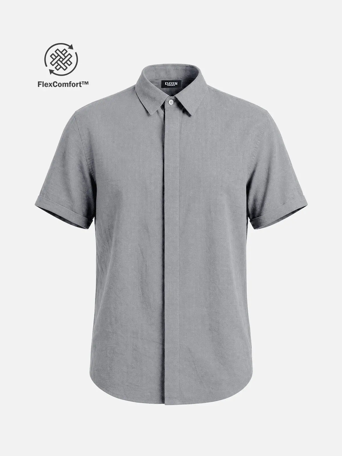 Men's Linen Cotton Blend Short Sleeve Shirt ElevenOasis