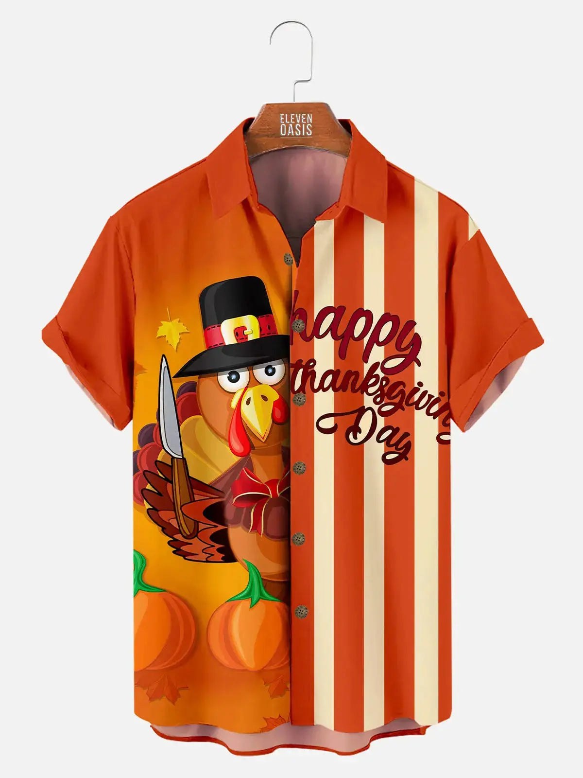 Happy Thanksgiving Day Men's Short Sleeve Shirt ElevenOasis