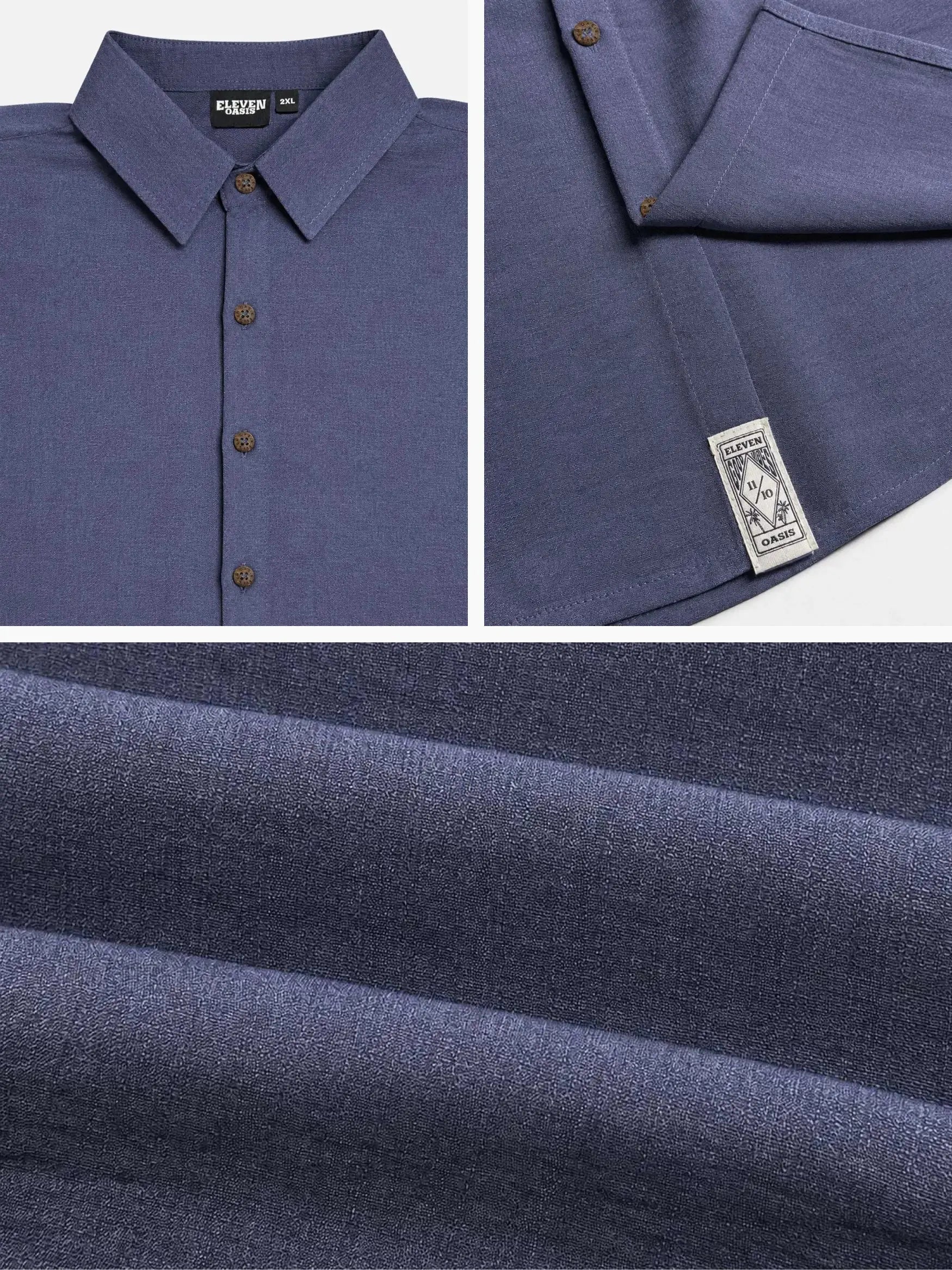 Tall Men's Casual Linen-Feel Printed Solid Color Button Short Sleeve Shirt ElevenOasis