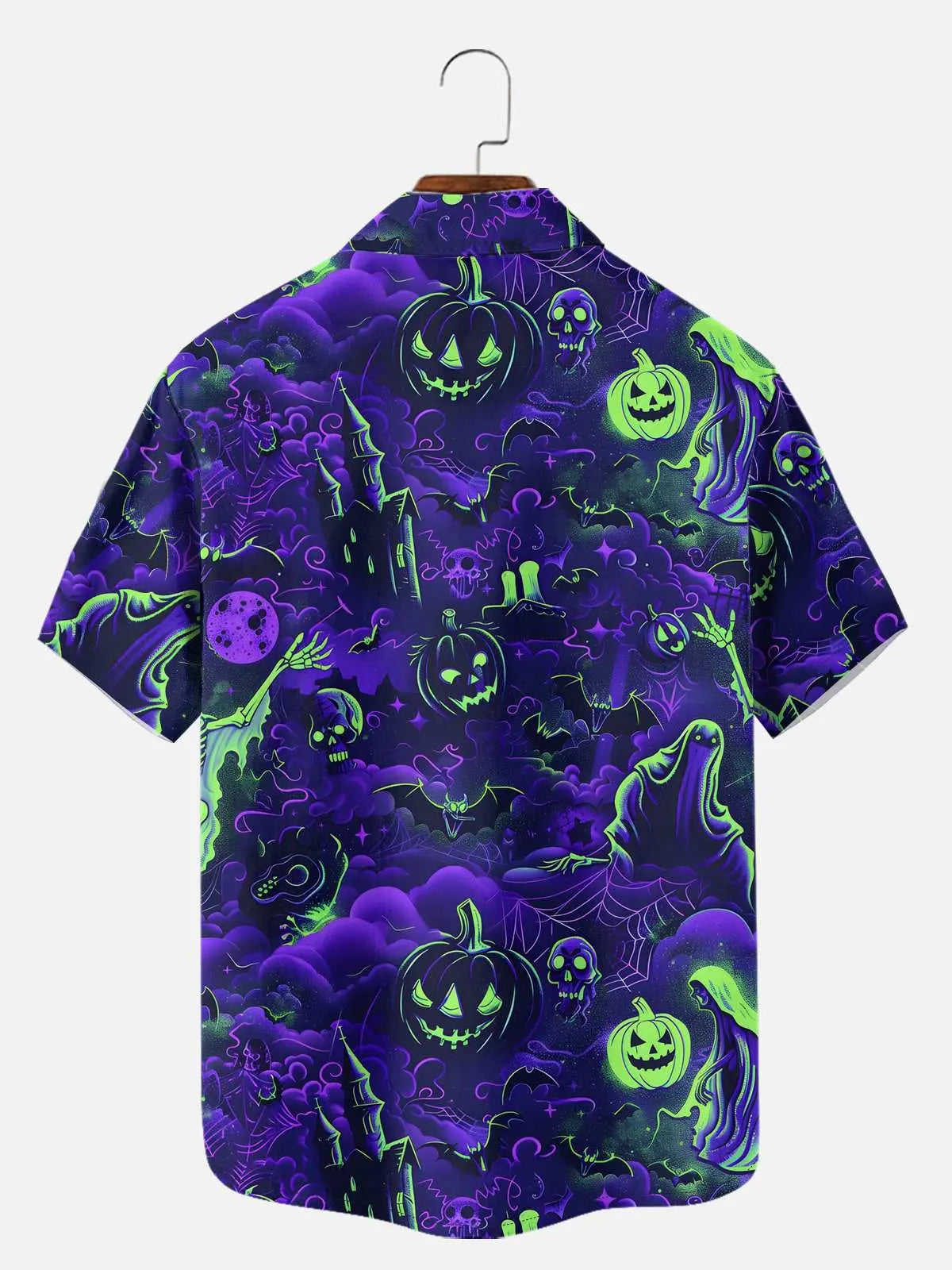 Tall Men's Haunted Graveyard Halloween Short Sleeve Shirt Eleven Oasis