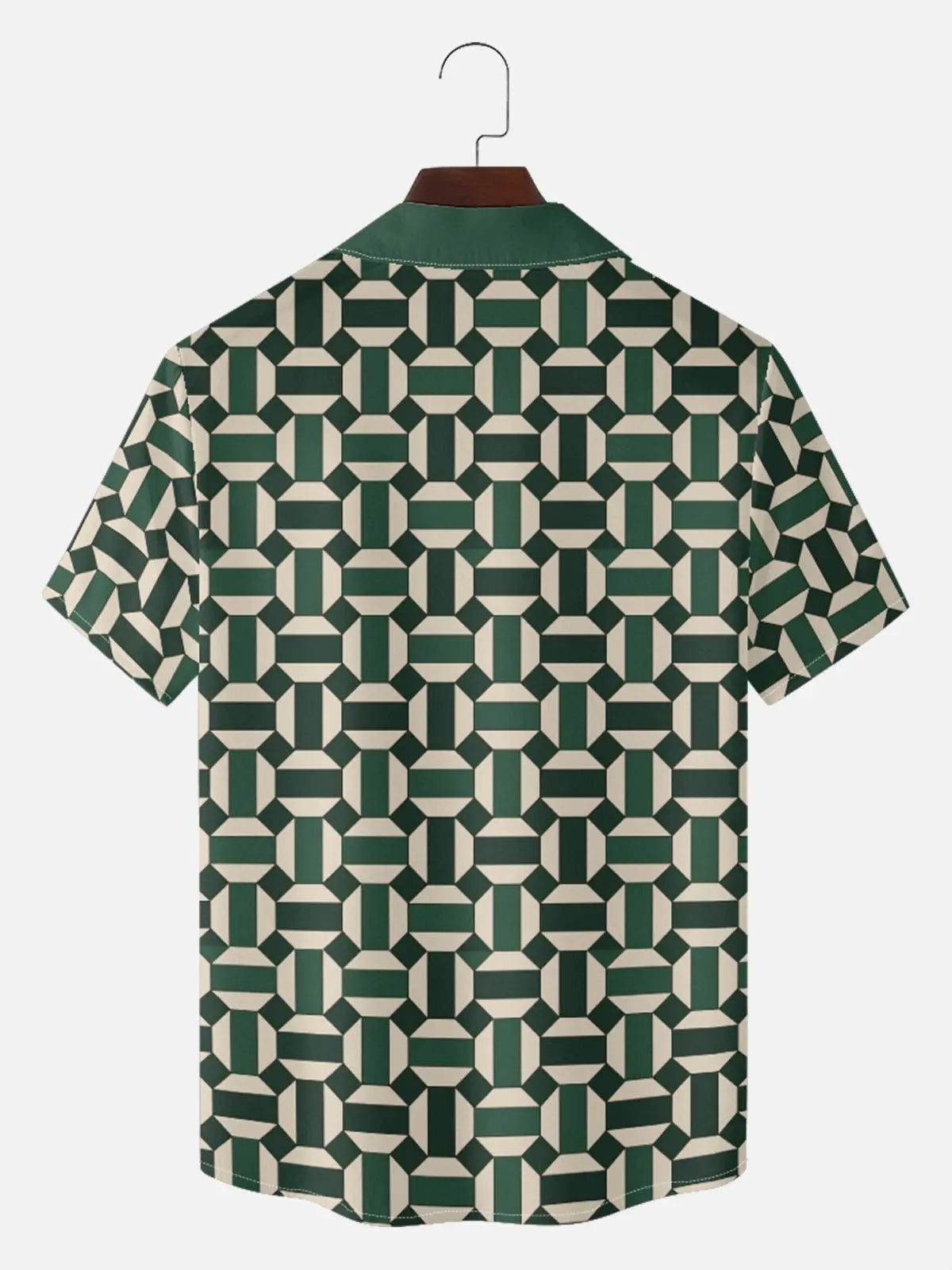 Men's Geometric Contrast Collar Short Sleeve Shirt Eleven Oasis