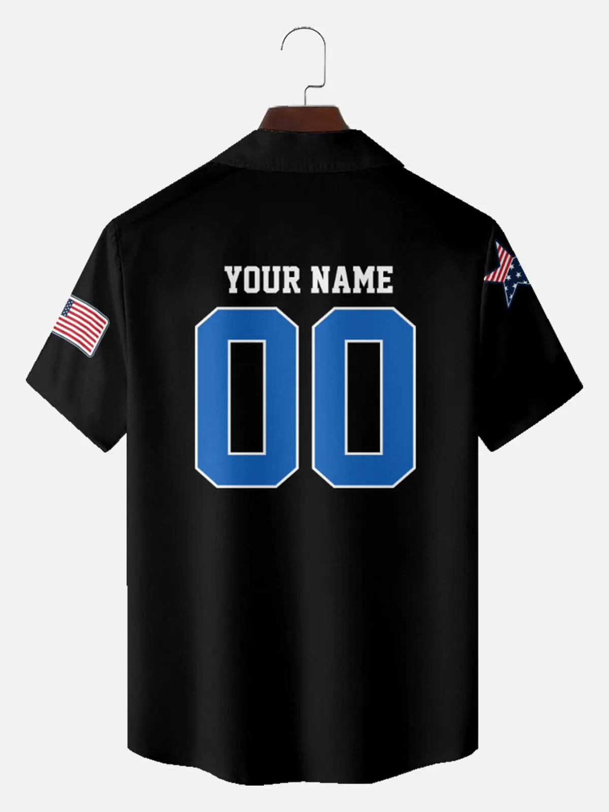 Men's Custom Racing Flags Stripes & Stars Short Sleeve Shirt Eleven Oasis