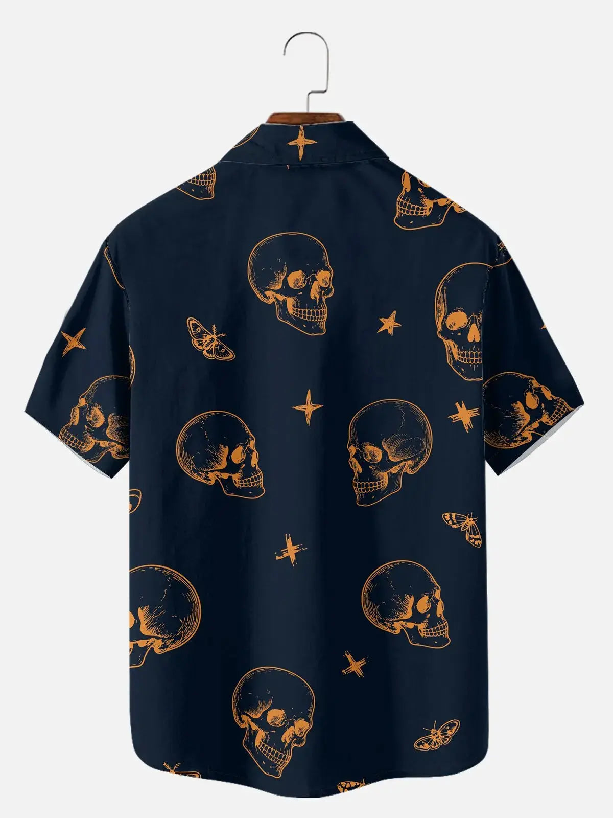 Men's Skull and Moth Halloween Short Sleeve Shirt Eleven Oasis