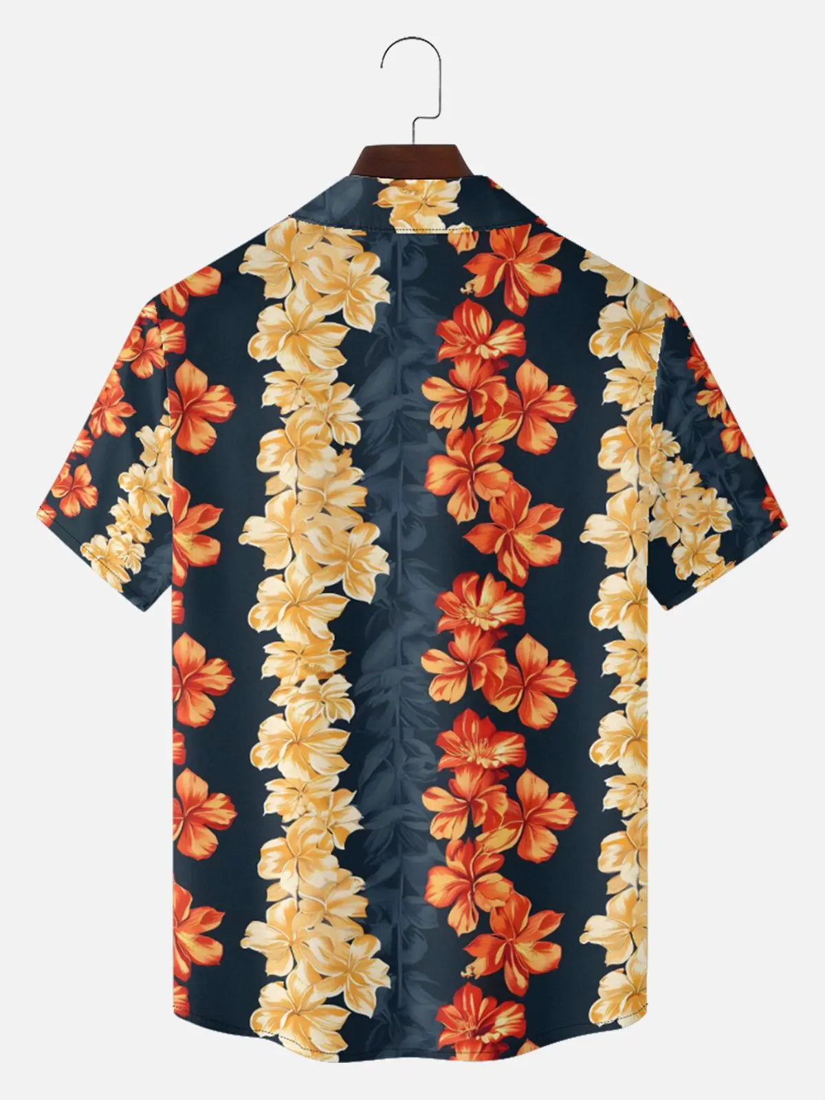 Men's Tropical Floral Stripe Camp Collar Short Sleeve Shirt ElevenOasis