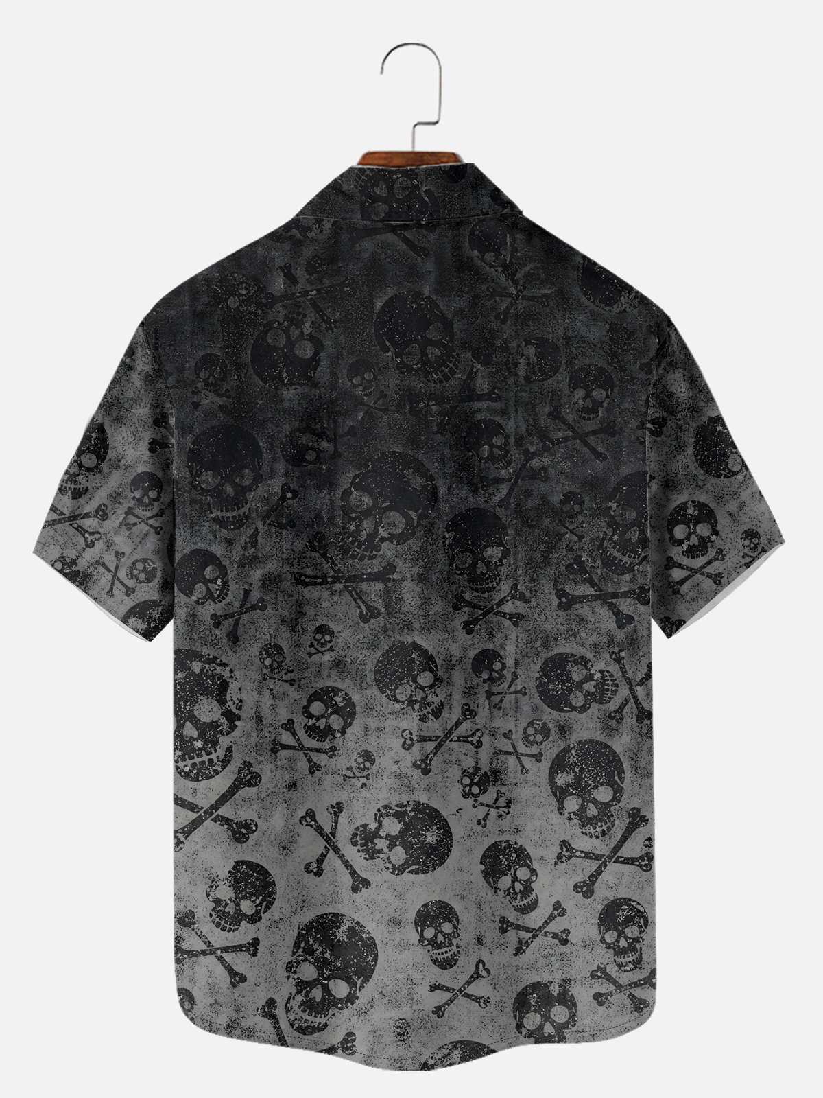 Tall Men's Distressed Skull and Crossbones Short Sleeve Shirt Eleven Oasis