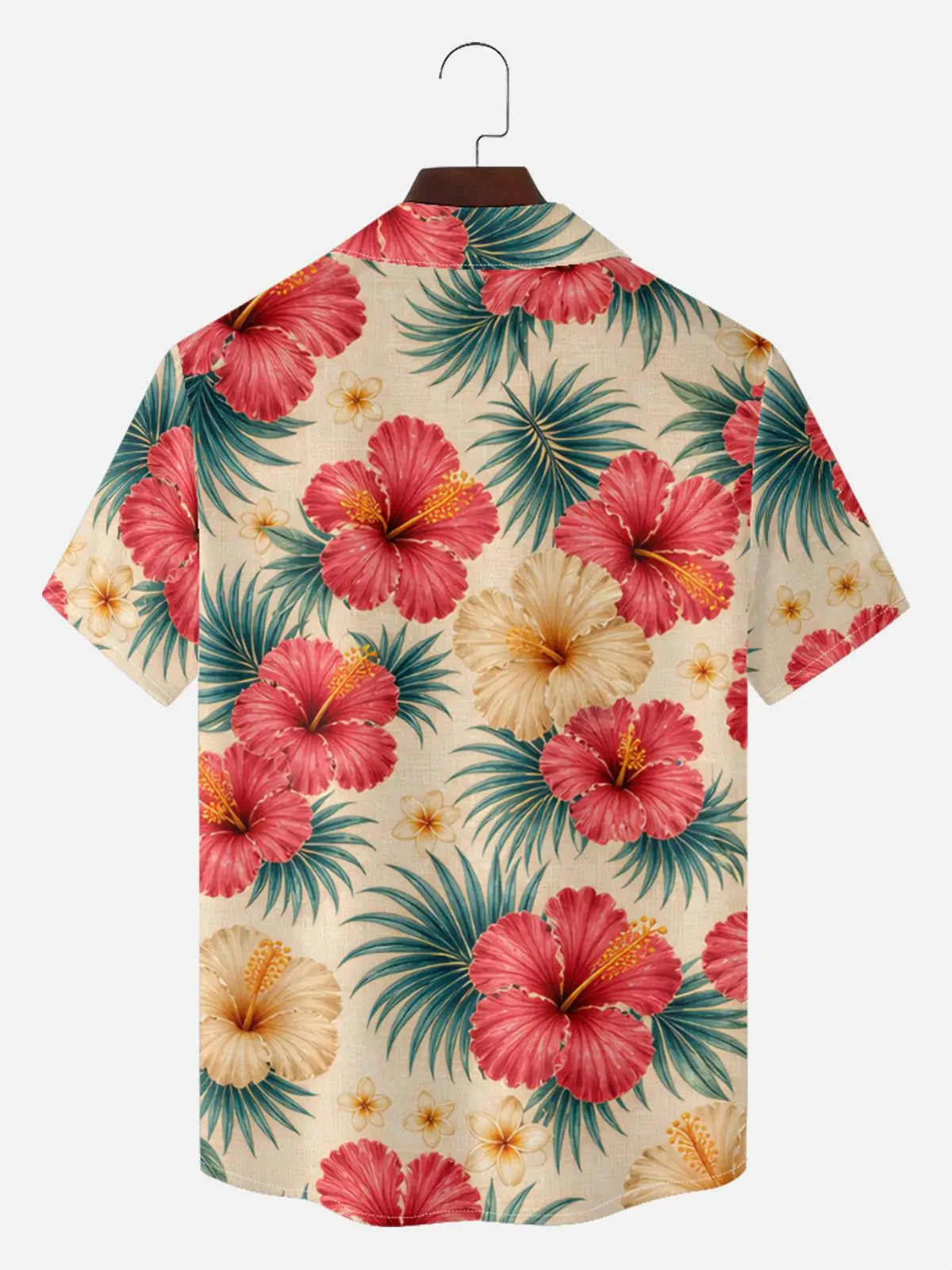 Men's Hibiscus Palm Camp Collar Short Sleeve Shirt ElevenOasis