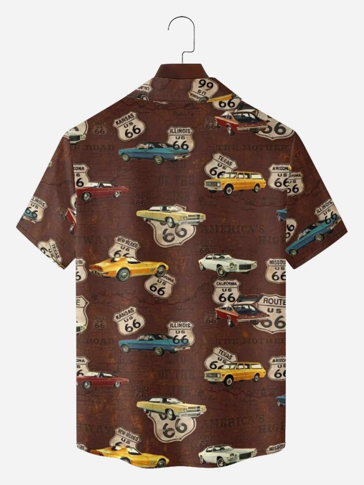 Tall Men's Route 66 Classic Car Map Short Sleeve Shirt?