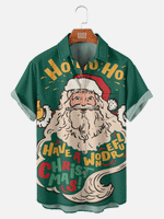 Retro Have a Wonderful Christmas Ho Ho Ho Santa Short Sleeve Shirt, mens short sleeve shirts??¡ìo?big and tall mens shirts??¡ìo?short sleeve shirts for men??¡ìo?mens 4xl shirts??¡ìo?casual short sleeve shirts