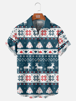 Christmas Patterns Tree Reindeers Snow Short Sleeve Shirt, mens short sleeve shirts??¡ìo?big and tall mens shirts??¡ìo?short sleeve shirts for men??¡ìo?mens 4xl shirts??¡ìo?casual short sleeve shirts