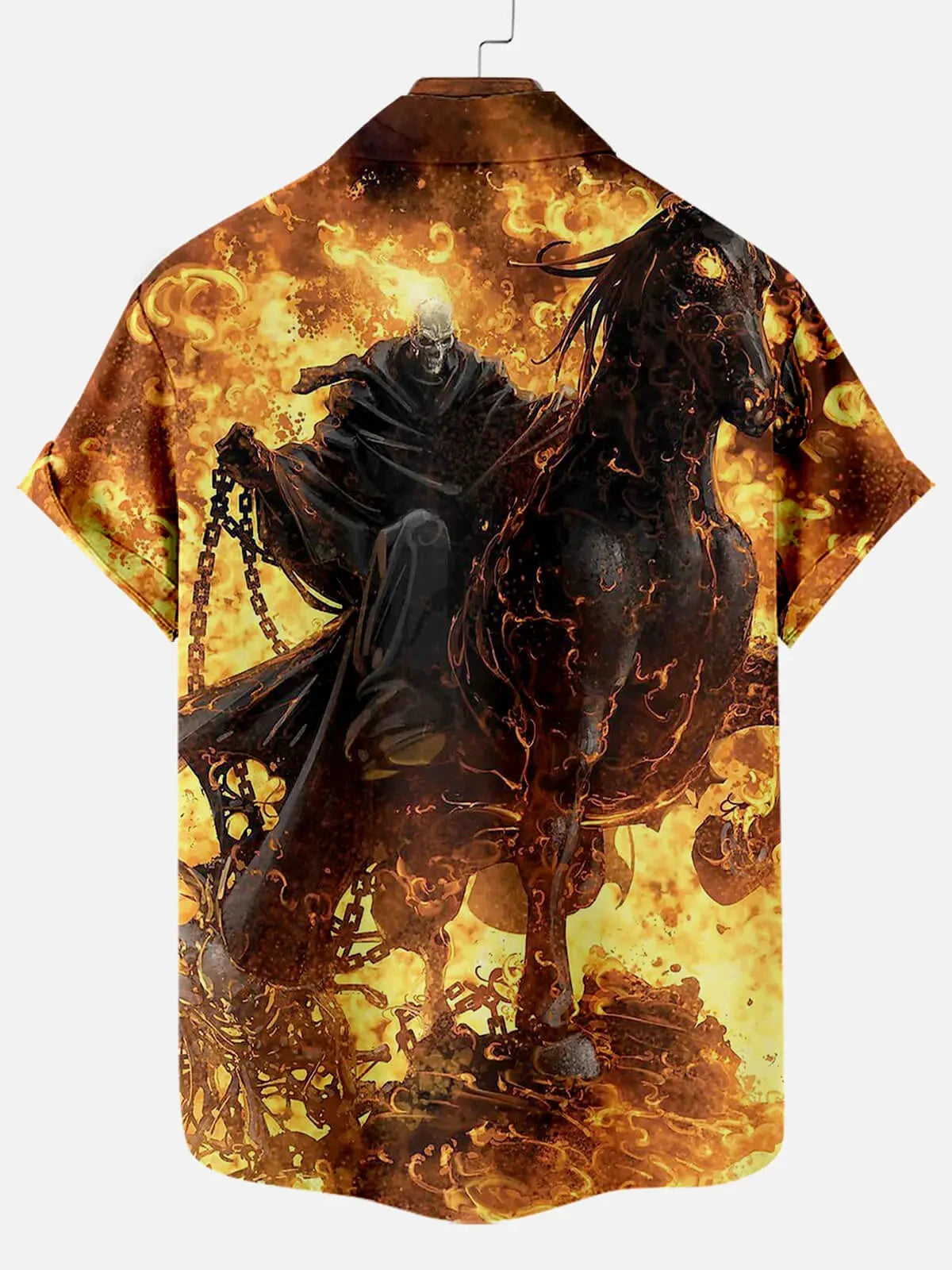Tall Men's Flaming Rider Halloween Short Sleeve Shirt Eleven Oasis