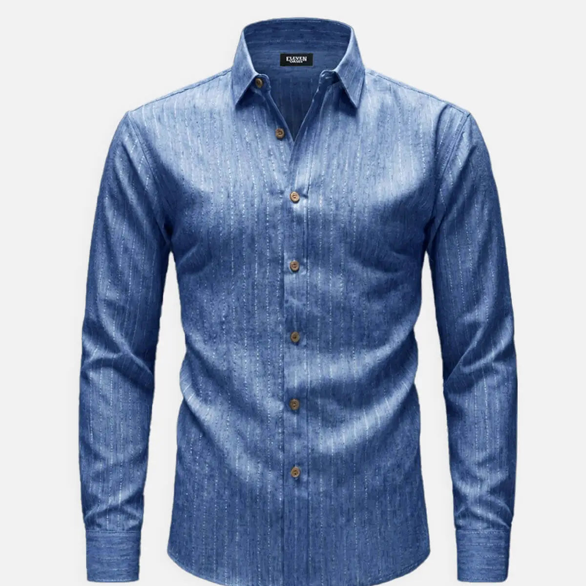 Men's Subtle Sheen Striped Long Sleeve Shirt Eleven Oasis