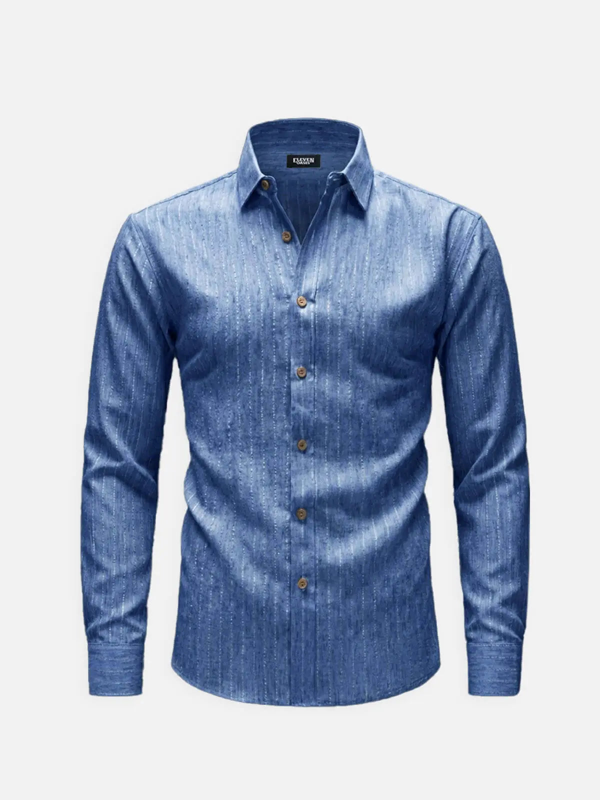 Men's Subtle Sheen Striped Long Sleeve Shirt Eleven Oasis