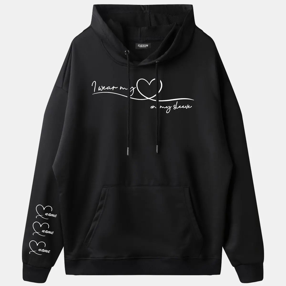 Custom Heart Sleeve Hoodie Eleven Oasis