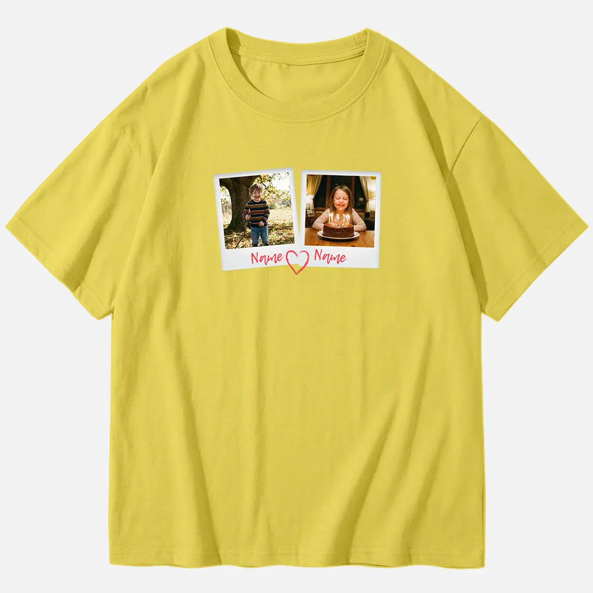Custom Photos & Names Cotton Short Sleeve T-Shirt Eleven Oasis