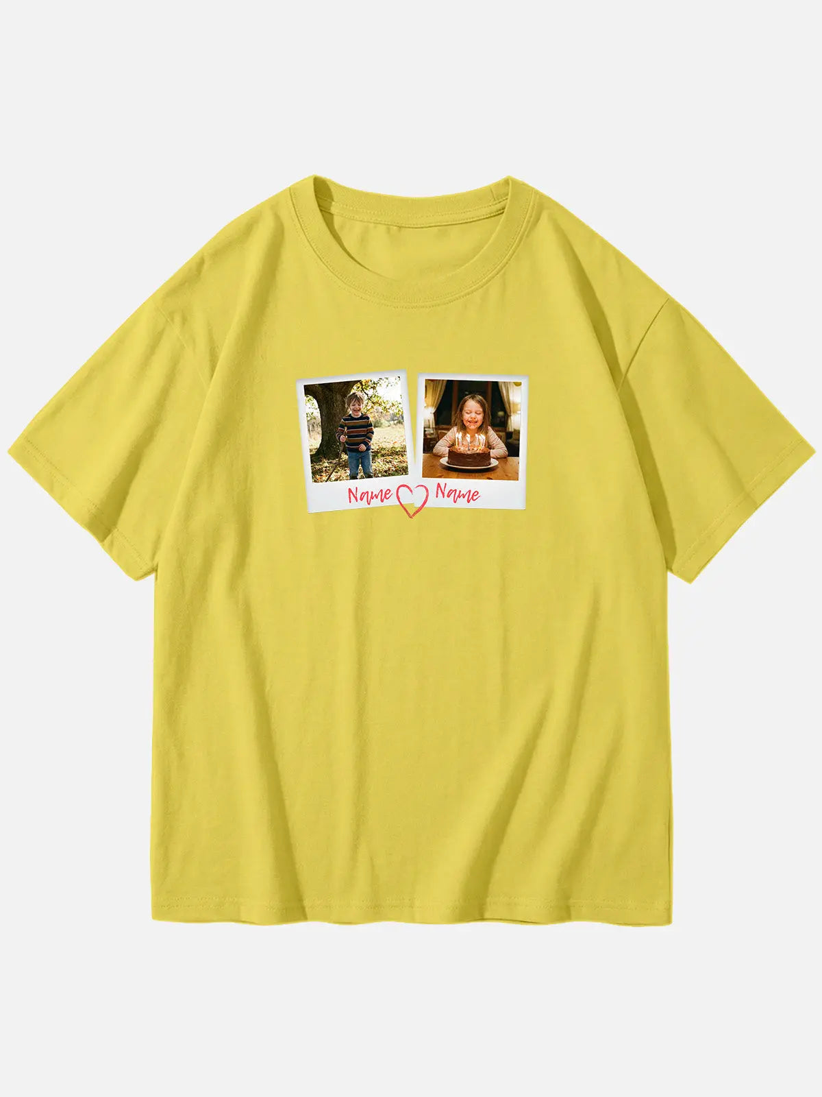 Custom Photos & Names Cotton Short Sleeve T-Shirt Eleven Oasis
