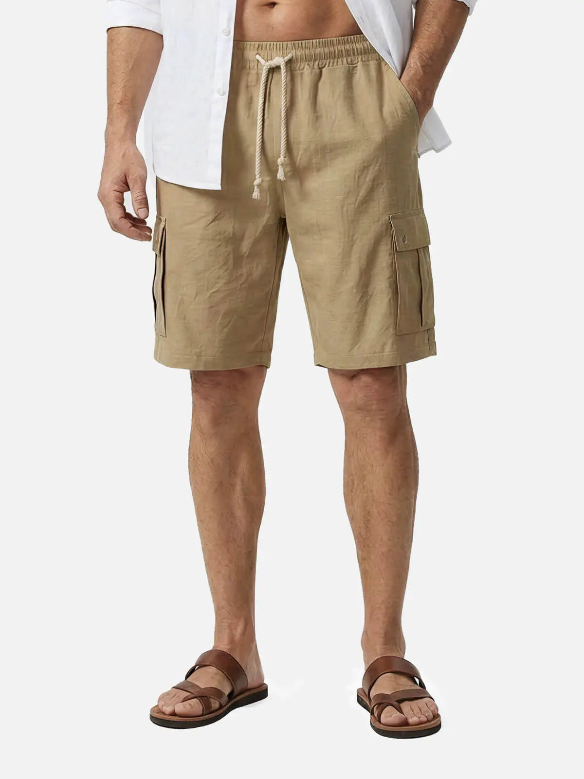 Men's Linen Blend Slim Fit Cargo Shorts ElevenOasis