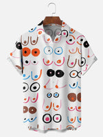 Men's Artistically Hand-drawn Breasts Short Sleeve Casual ShirtMens short sleeve shirts Big and tall Mens shirts Short sleeve shirts for men Mens 4xl shirts Casual short sleeve shirts