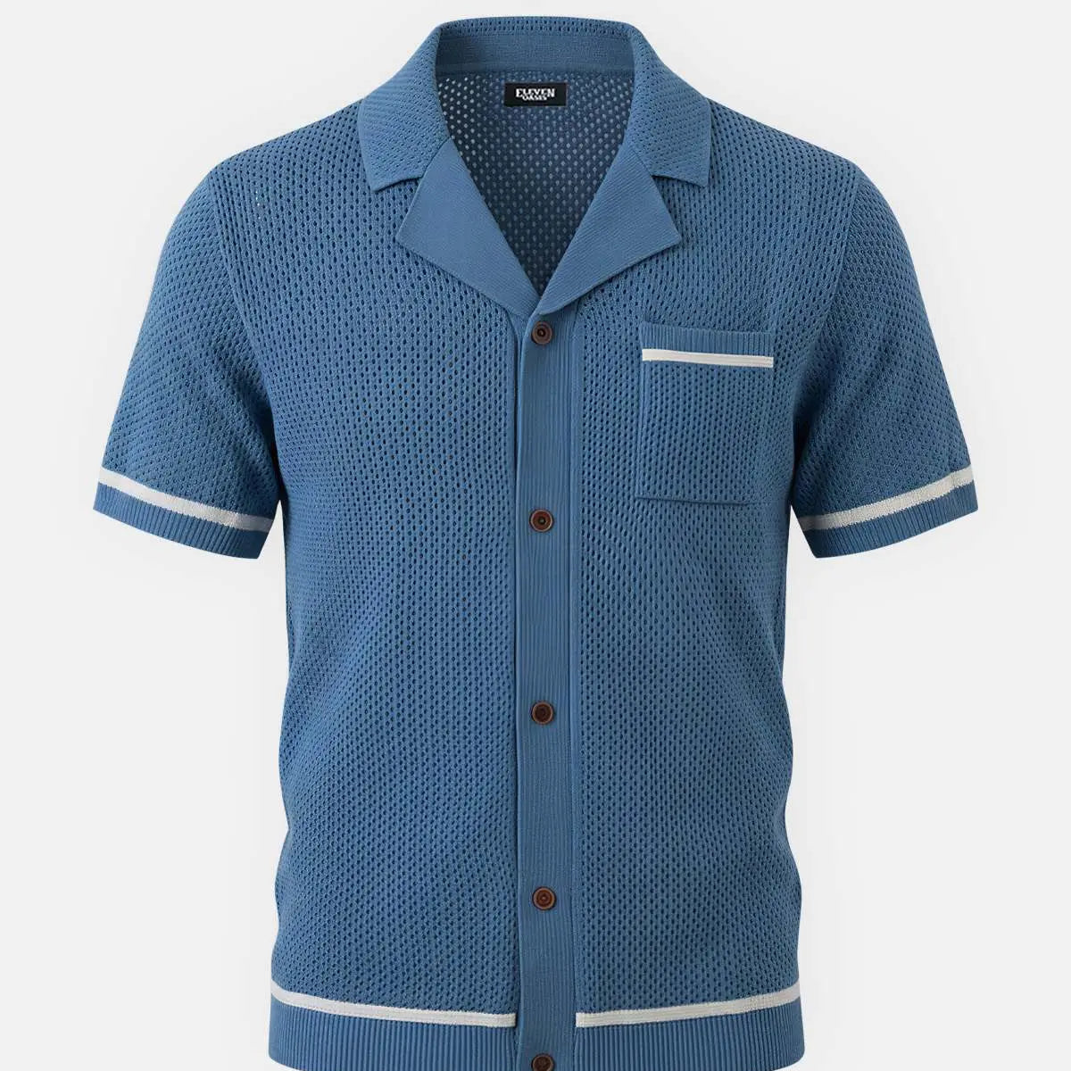 Men's Open Knit Resort Short Sleeve Shirt Eleven Oasis