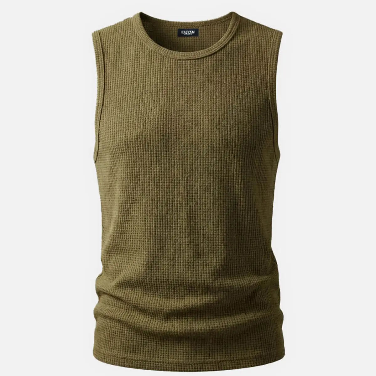 Men's Waffle Knit Crew Neck Tank Top Eleven Oasis