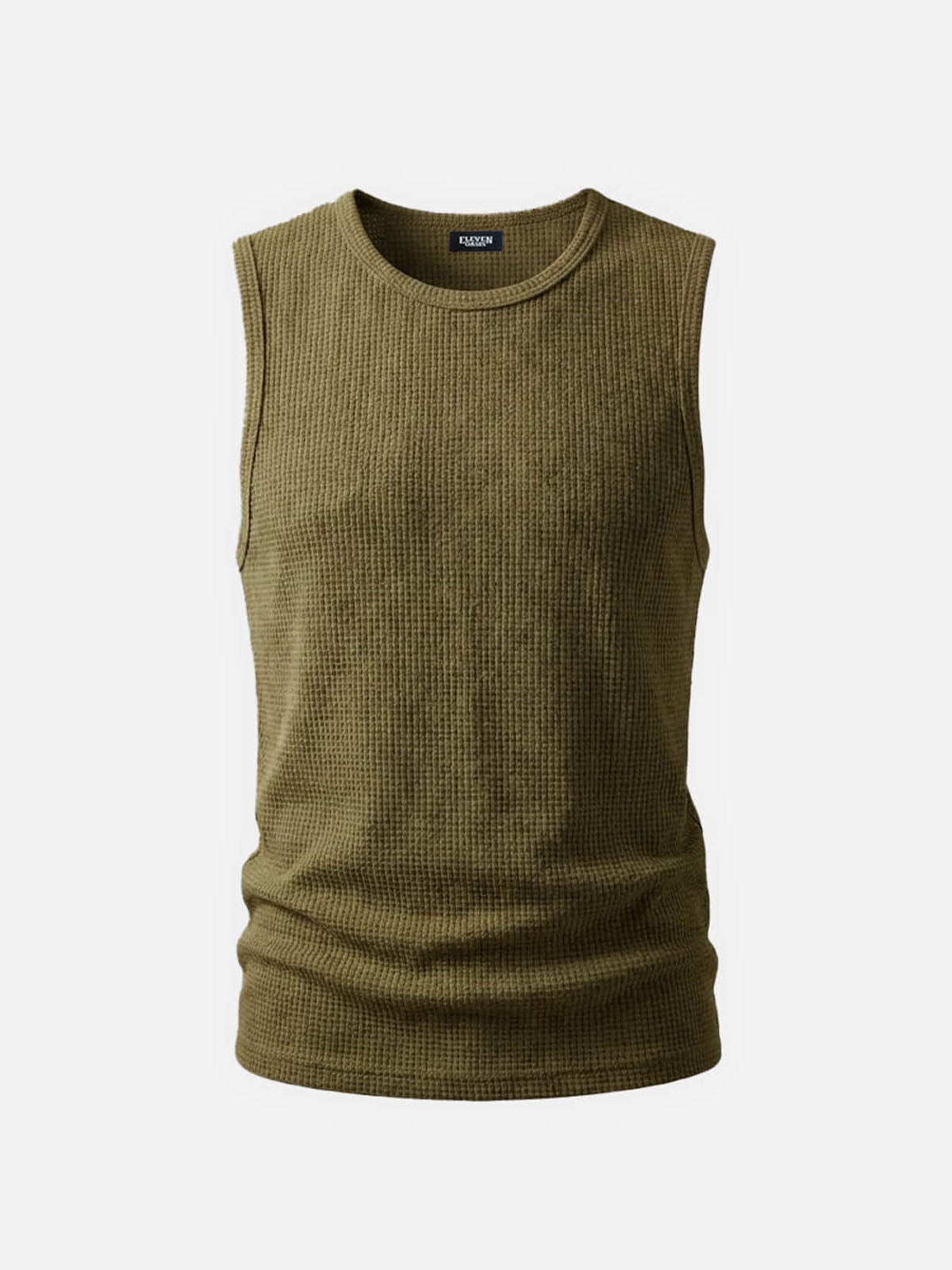Men's Waffle Knit Crew Neck Tank Top Eleven Oasis