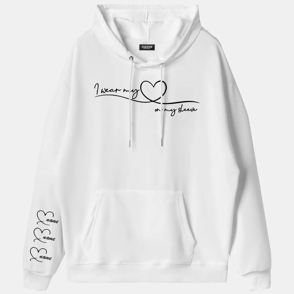 Custom Heart Sleeve Hoodie Eleven Oasis