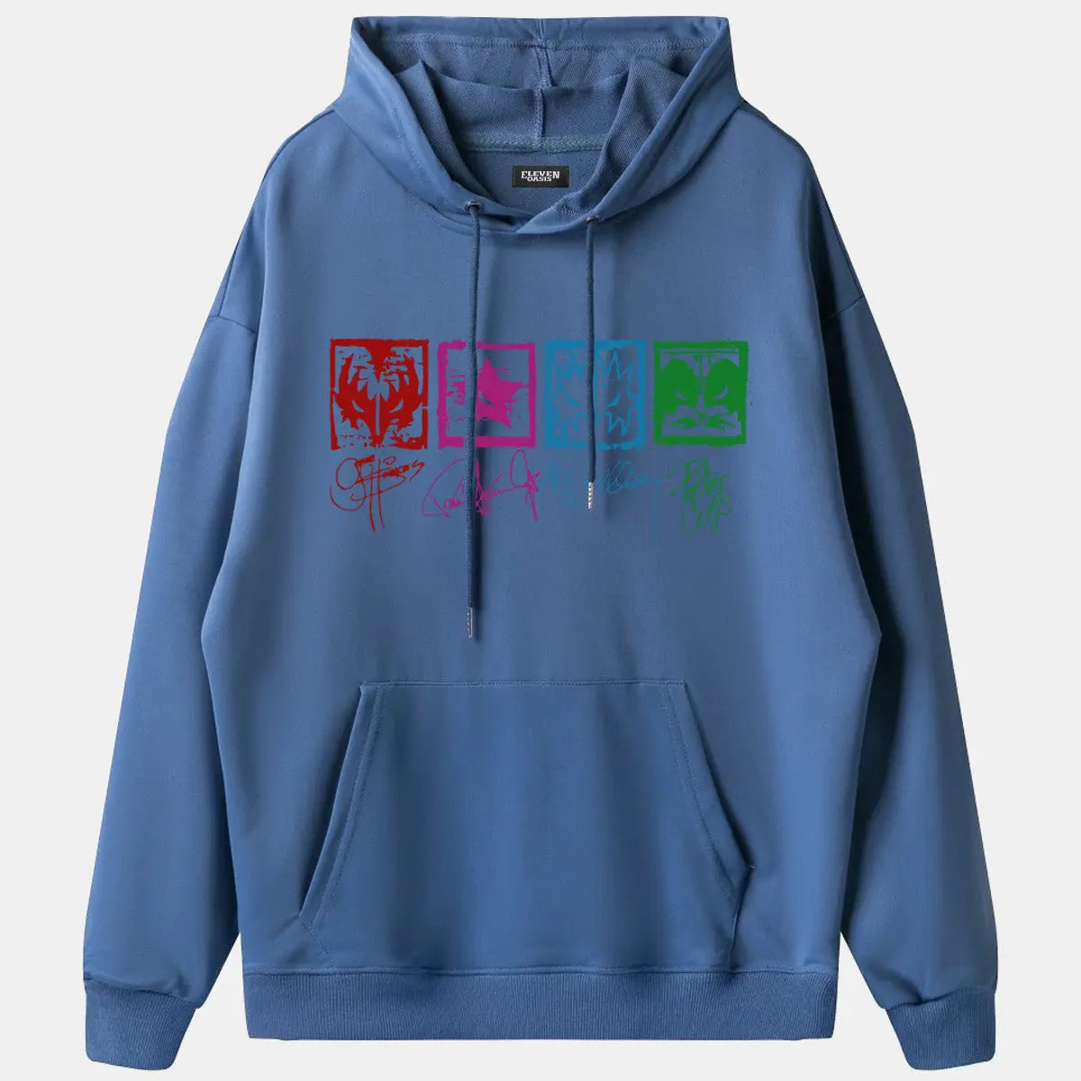 KISS Band Member Faces Vintage Graphic Hoodie Eleven Oasis