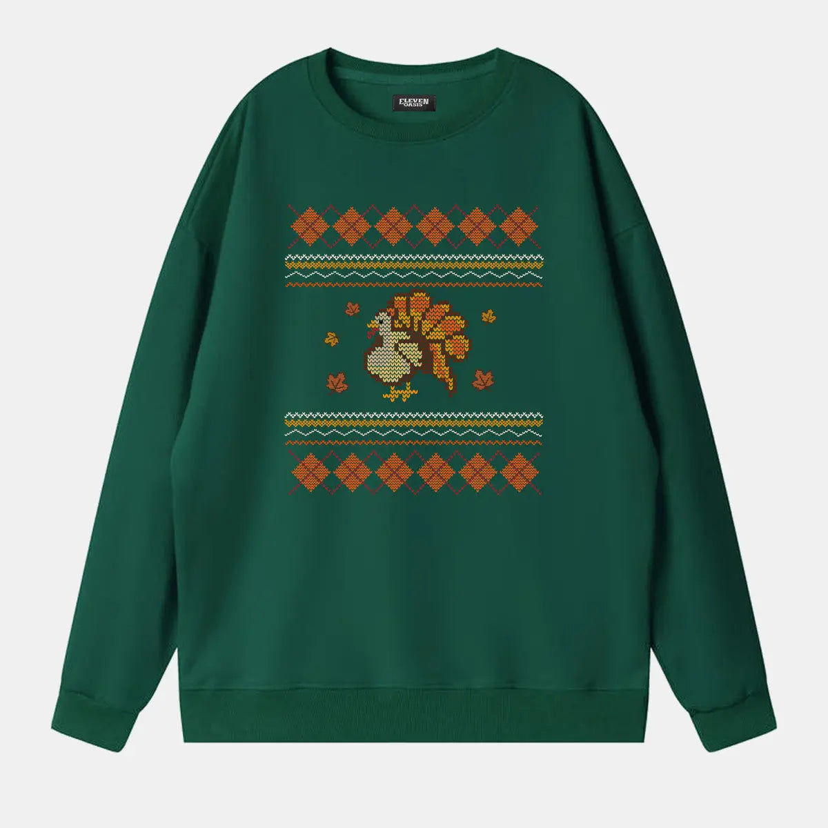 Thanksgiving Turkey Pattern Sweatshirt Eleven Oasis