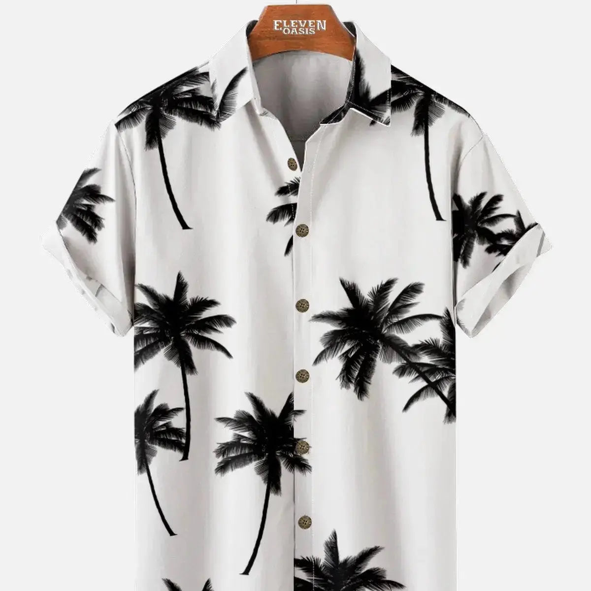 Men's Coconut Tree Pattern Basic Short Sleeve Shirt ElevenOasis