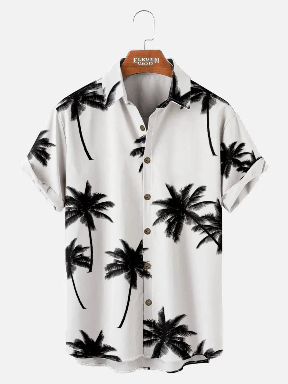 Men's Coconut Tree Pattern Basic Short Sleeve Shirt ElevenOasis