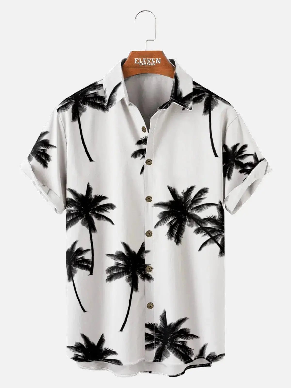 Men's Coconut Tree Pattern Basic Short Sleeve Shirt ElevenOasis