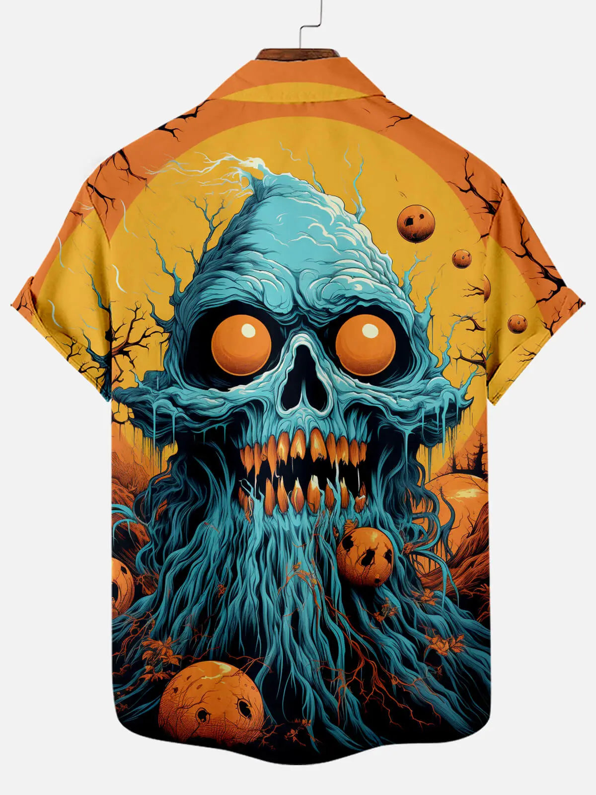 Tall Men's Rooted Nightmare Pumpkin Halloween Short Sleeve Shirt Eleven Oasis