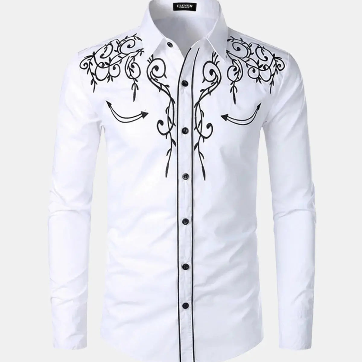 Men's Western Embroidered Long Sleeve Shirt ElevenOasis