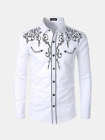 Men's Western Embroidered Long Sleeve Shirt ElevenOasis