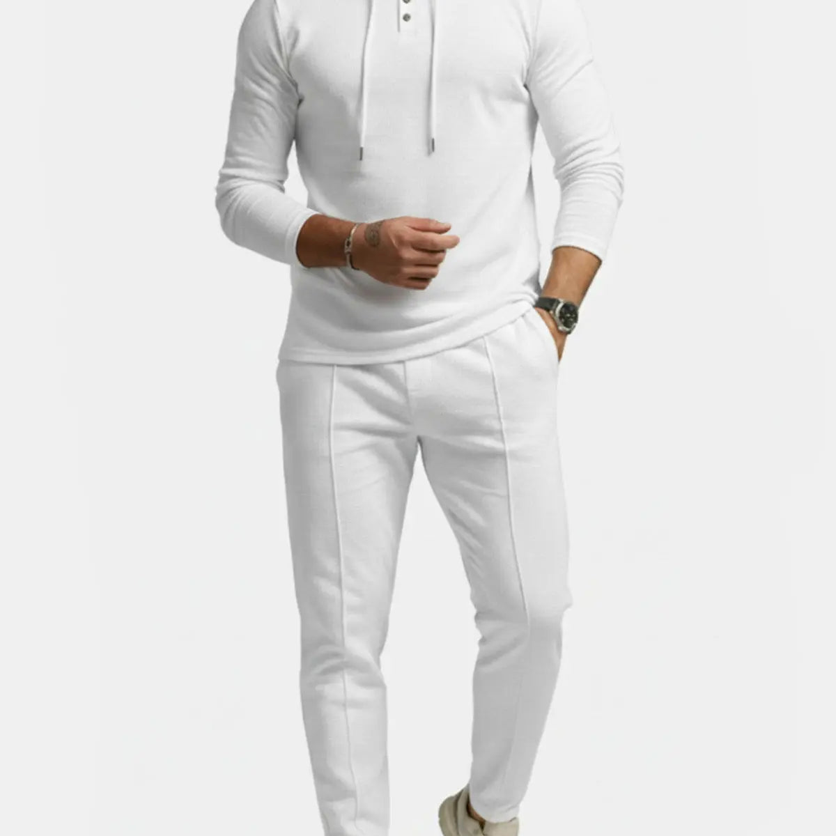 Men's Ribbed Hoodie & Tapered Jogger Two-Piece Set ElevenOasis