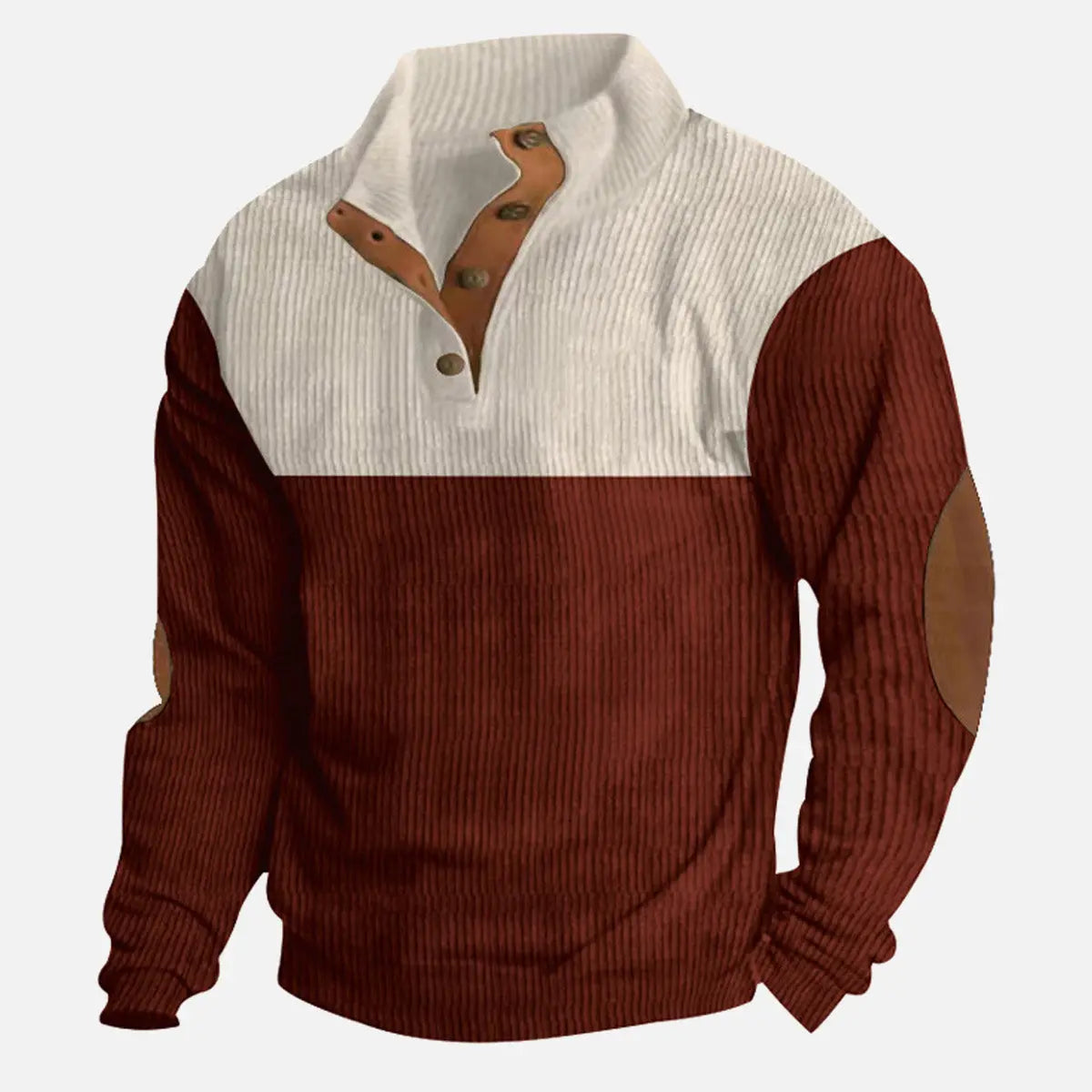 Men's Colorblock Henley Pullover Sweatshirt ElevenOasis