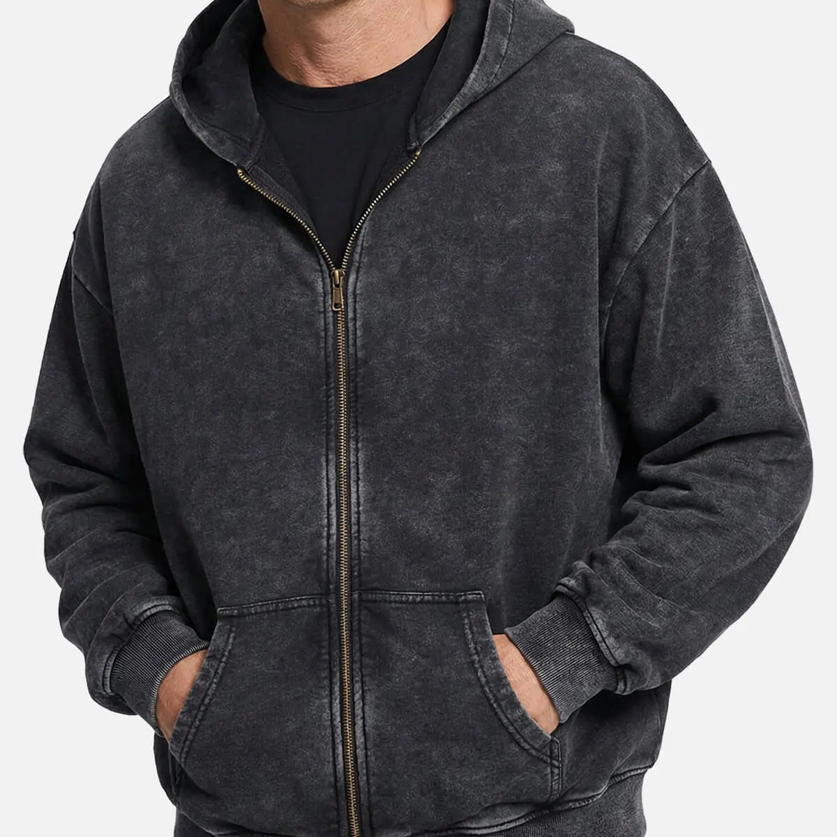 Men's Vintage Washed Zip-Up Hoodie Eleven Oasis