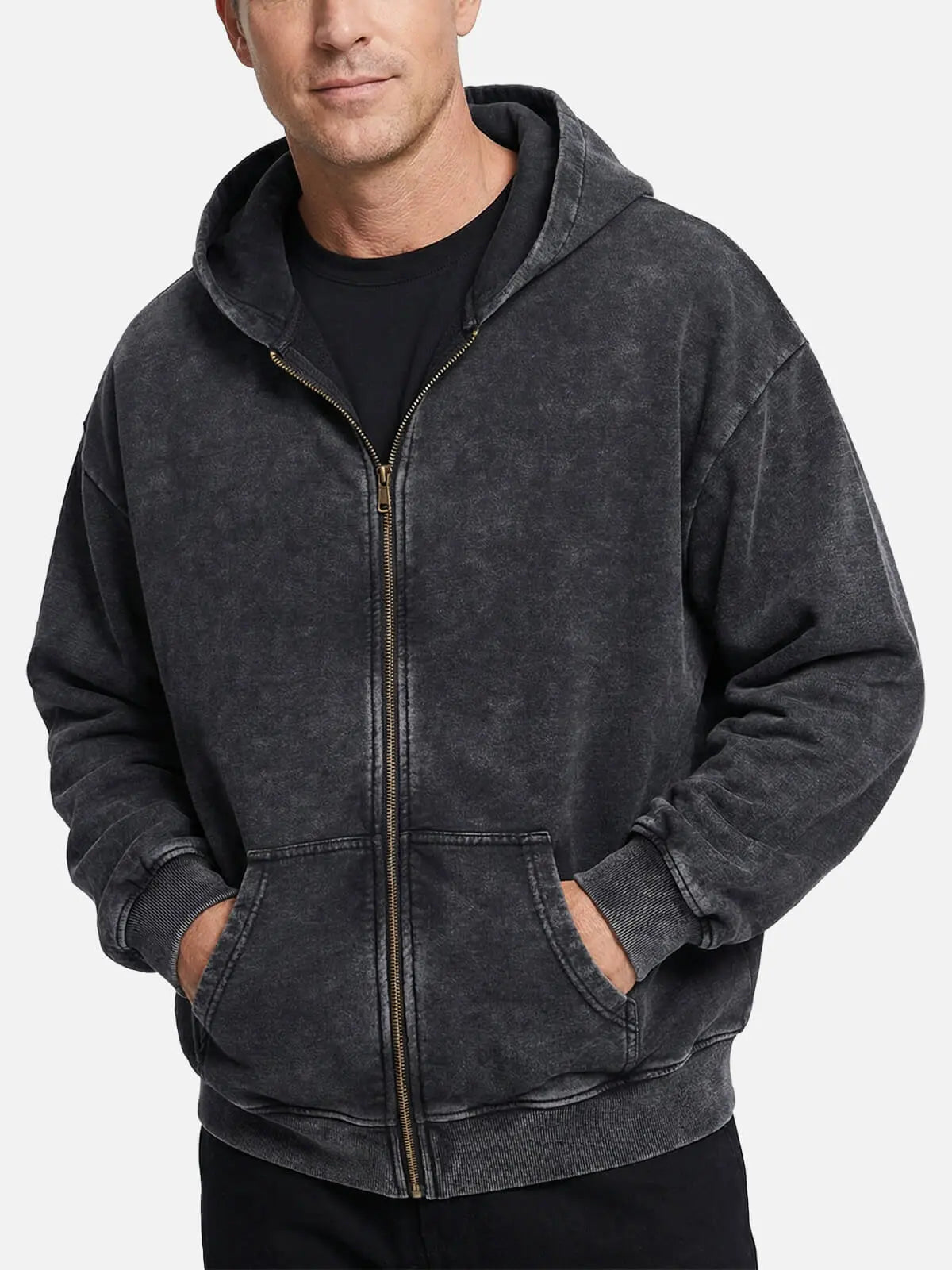 Men's Vintage Washed Zip-Up Hoodie Eleven Oasis