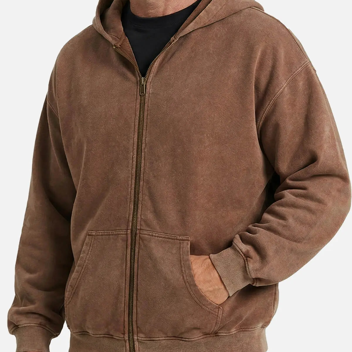 Men's Vintage Washed Zip-Up Hoodie Eleven Oasis