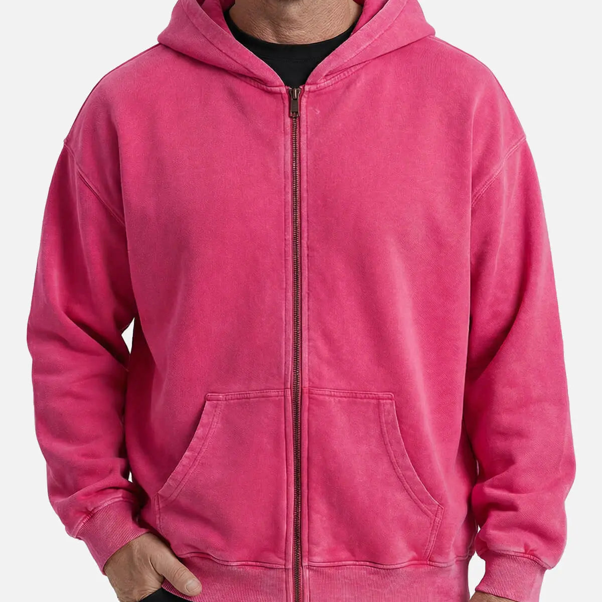 Men's Vintage Washed Zip-Up Hoodie Eleven Oasis