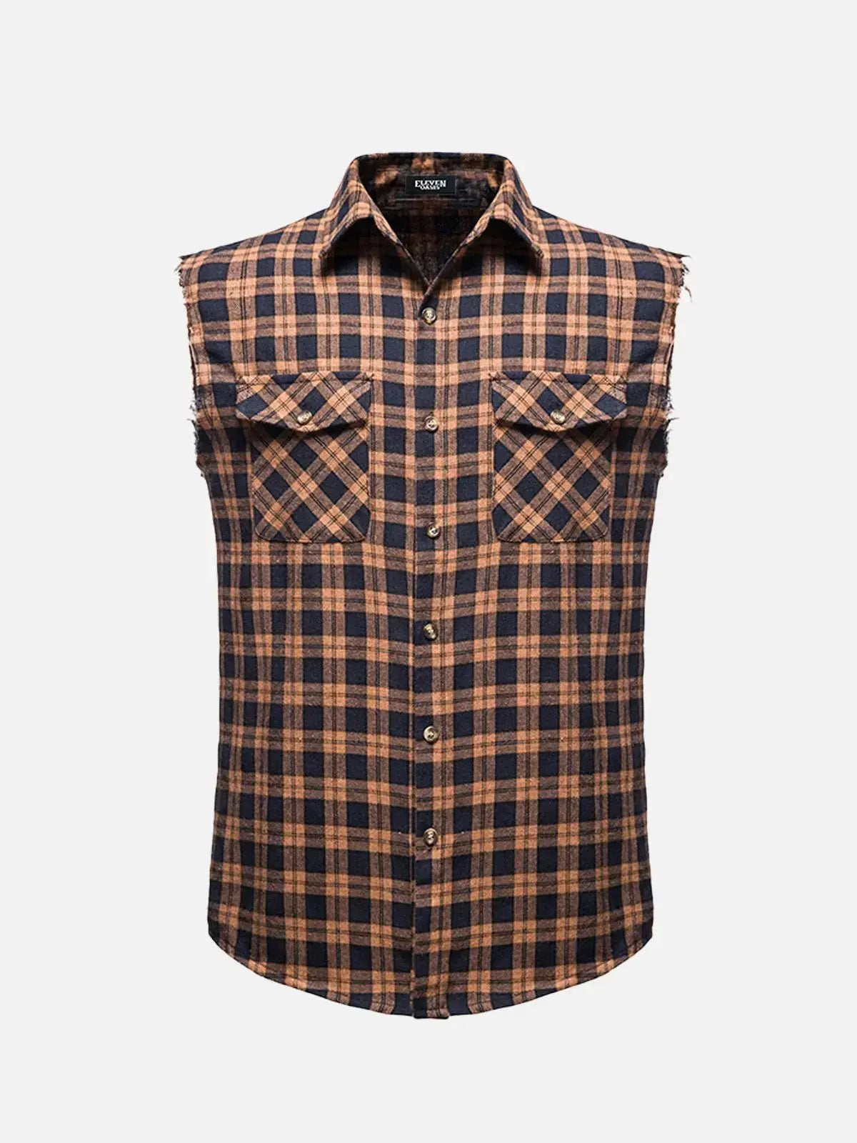Men's Buffalo Plaid Sleeveless Shirt Eleven Oasis