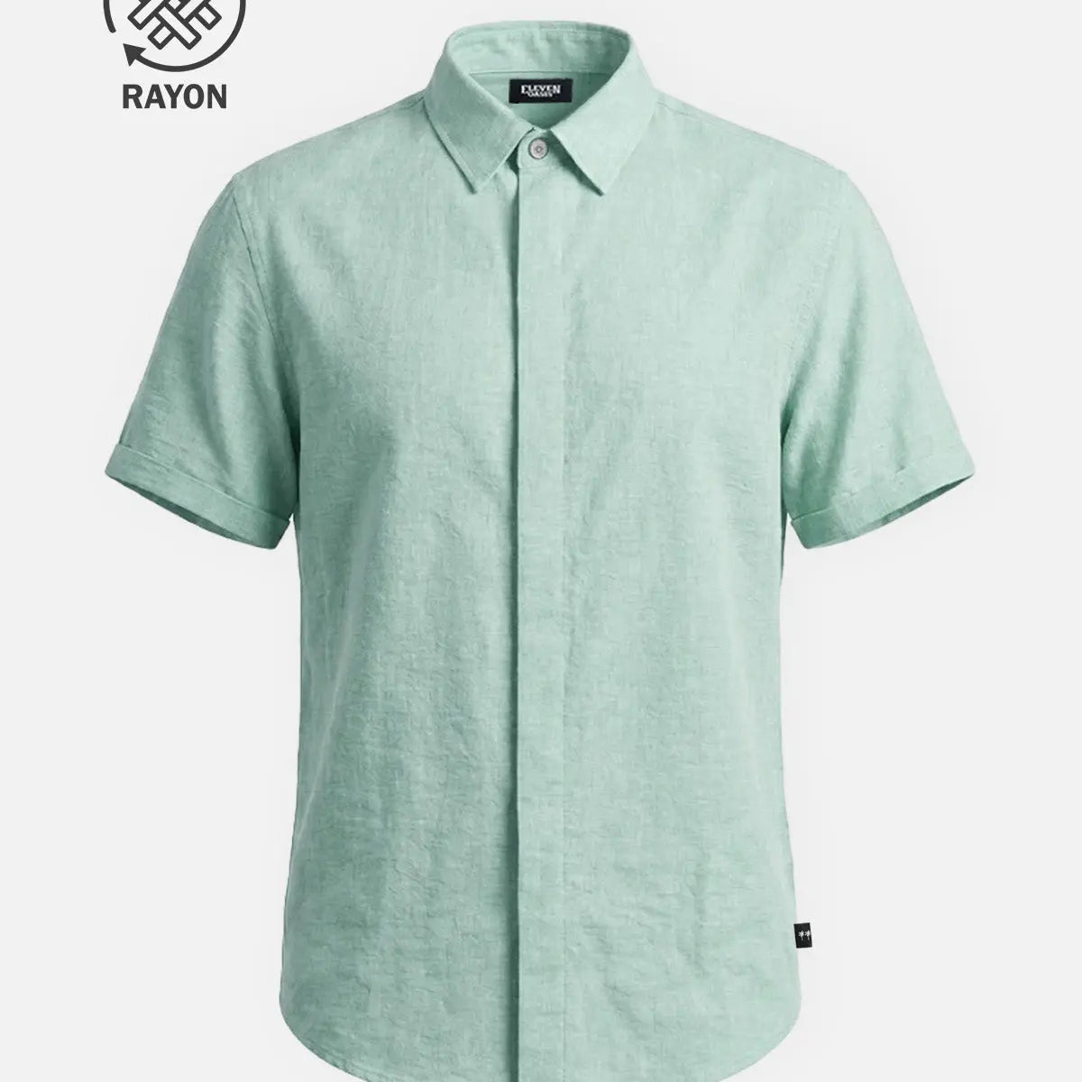Men's Linen Cotton Blend Short Sleeve Shirt ElevenOasis