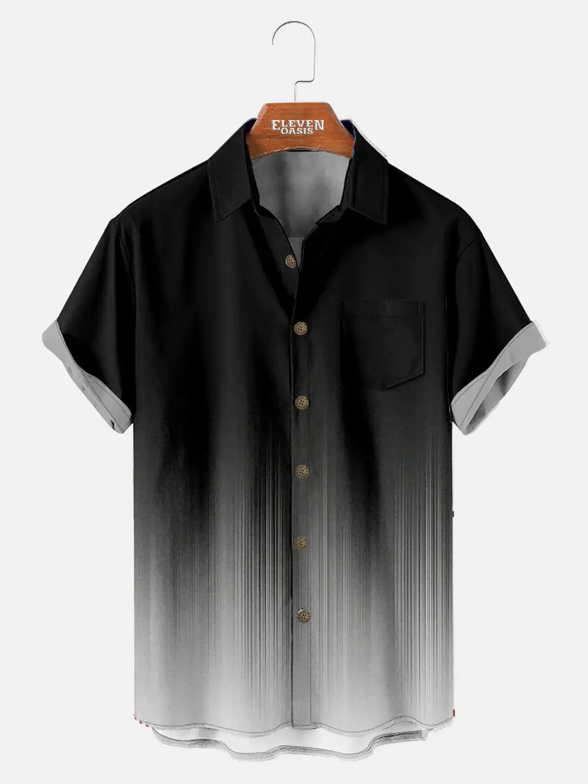 Men's Paint Texture Ombre Shirt with Chest Pocket ElevenOasis