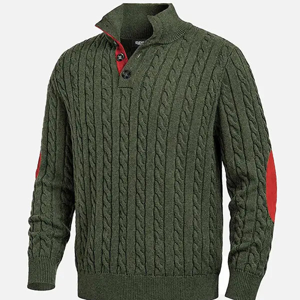 Men's Cable Knit Henley Slim Fit Sweater?