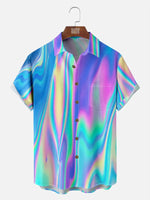 Men's Casual Blue Iridescent Short Sleeve Shirt ElevenOasis