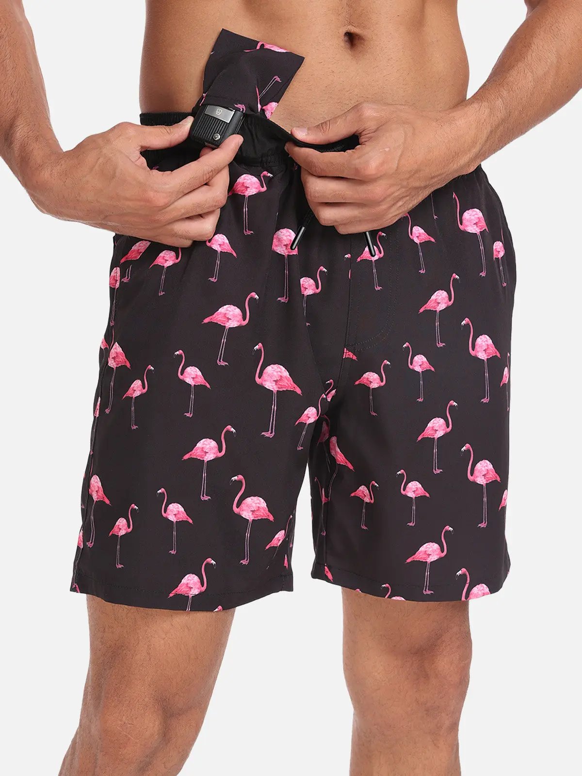Men's Flamingo Print Swim Trunks ElevenOasis