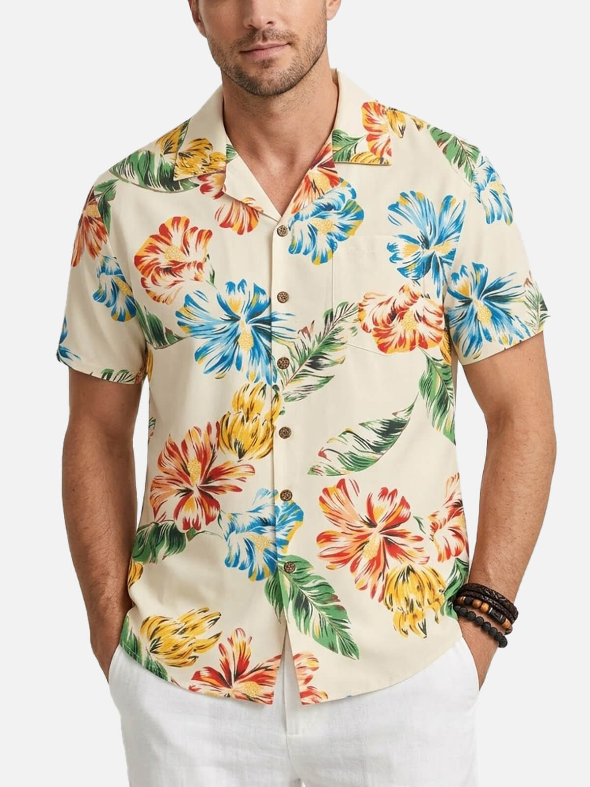 Men's Vintage Tropical Floral Short Sleeve Shirt Eleven Oasis