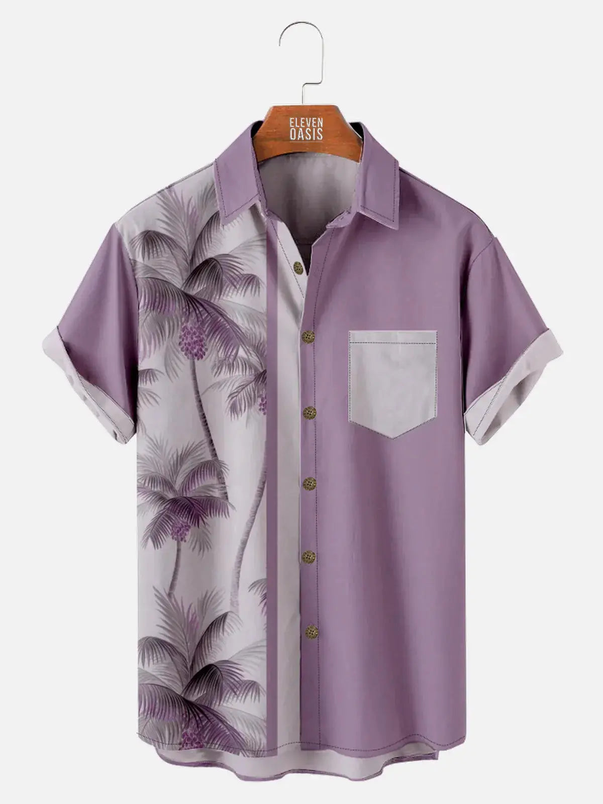 Men's Coconut Tree Casual Breathable Hawaiian Short Sleeve Shirt ElevenOasis