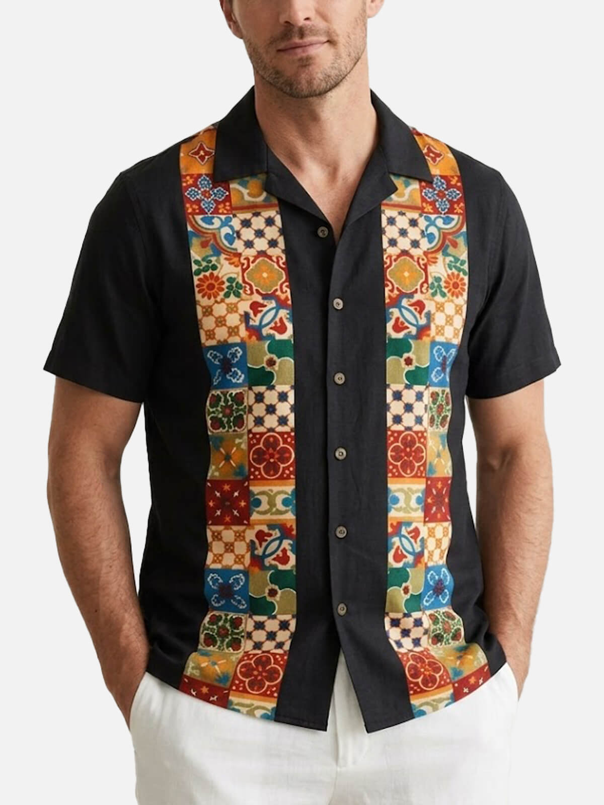 Men's Mosaic Tile Fiesta Short Sleeve Shirt Eleven Oasis